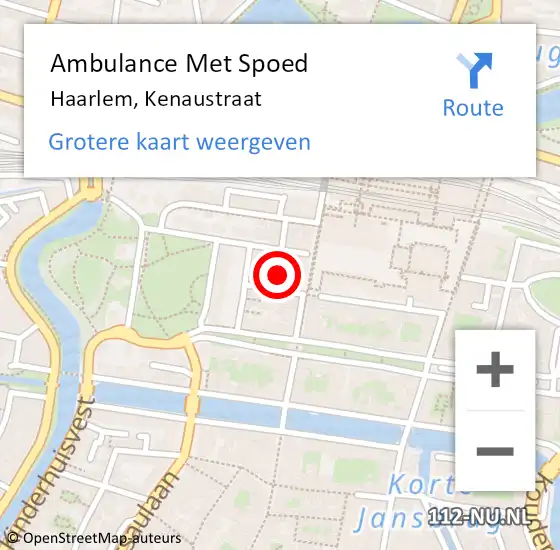 Locatie op kaart van de 112 melding: Ambulance Met Spoed Naar Haarlem, Kenaustraat op 14 maart 2023 18:56