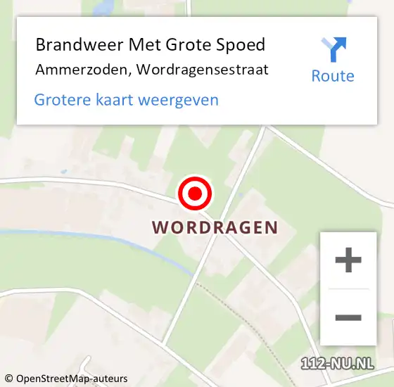 Locatie op kaart van de 112 melding: Brandweer Met Grote Spoed Naar Ammerzoden, Wordragensestraat op 14 maart 2023 19:17