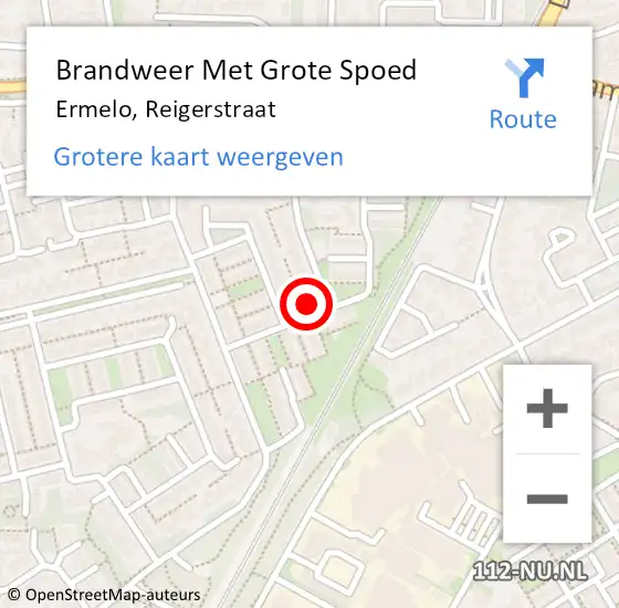 Locatie op kaart van de 112 melding: Brandweer Met Grote Spoed Naar Ermelo, Reigerstraat op 18 augustus 2014 22:01