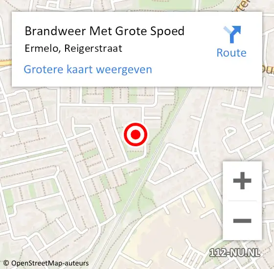 Locatie op kaart van de 112 melding: Brandweer Met Grote Spoed Naar Ermelo, Reigerstraat op 18 augustus 2014 22:02