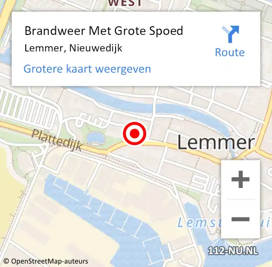 Locatie op kaart van de 112 melding: Brandweer Met Grote Spoed Naar Lemmer, Nieuwedijk op 14 maart 2023 19:48
