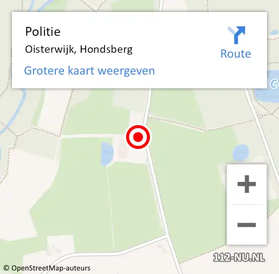 Locatie op kaart van de 112 melding: Politie Oisterwijk, Hondsberg op 14 maart 2023 19:53