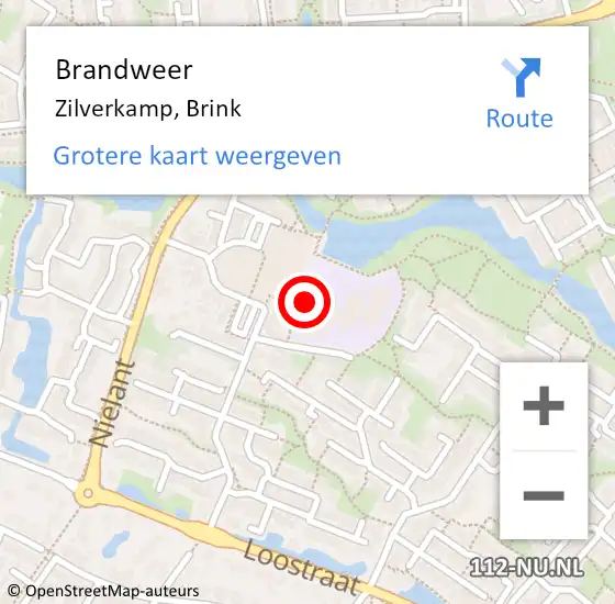 Locatie op kaart van de 112 melding: Brandweer Zilverkamp, Brink op 18 augustus 2014 22:08