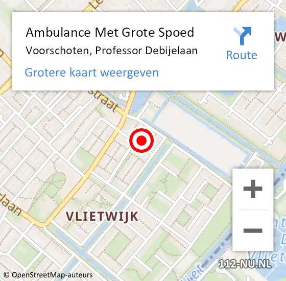 Locatie op kaart van de 112 melding: Ambulance Met Grote Spoed Naar Voorschoten, Professor Debijelaan op 14 maart 2023 20:57