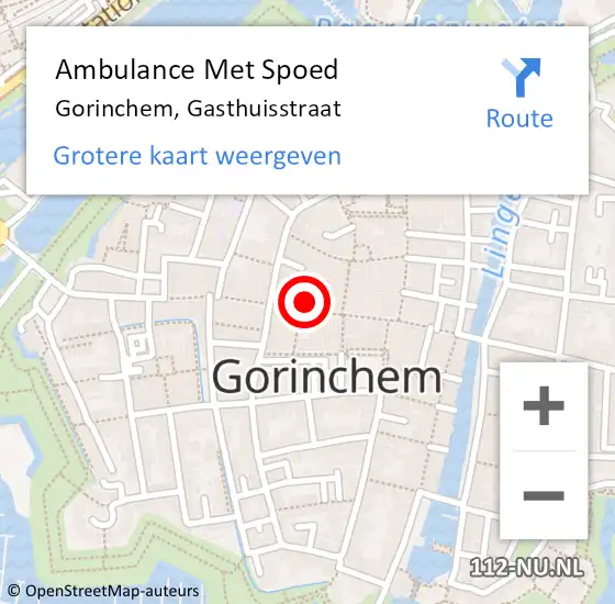 Locatie op kaart van de 112 melding: Ambulance Met Spoed Naar Gorinchem, Gasthuisstraat op 14 maart 2023 21:09