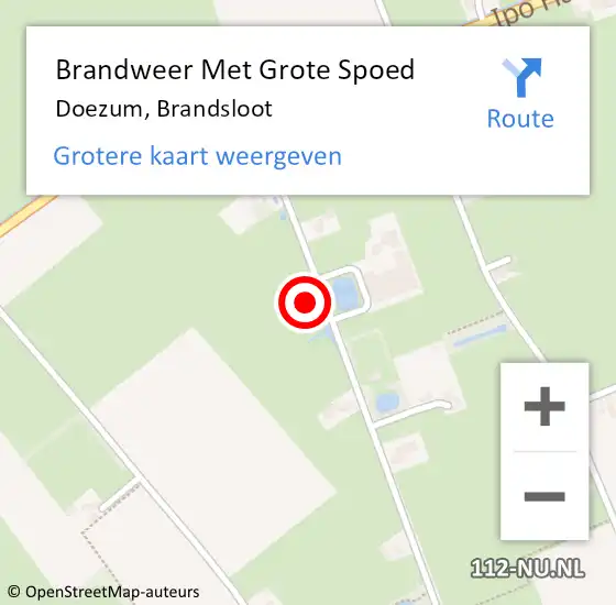 Locatie op kaart van de 112 melding: Brandweer Met Grote Spoed Naar Doezum, Brandsloot op 11 oktober 2013 22:05