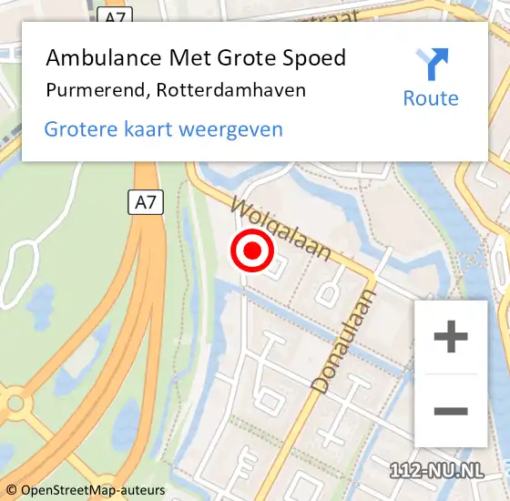 Locatie op kaart van de 112 melding: Ambulance Met Grote Spoed Naar Purmerend, Rotterdamhaven op 14 maart 2023 21:30