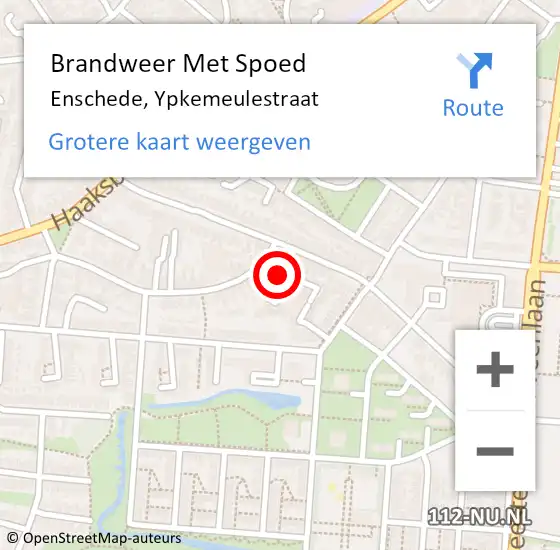 Locatie op kaart van de 112 melding: Brandweer Met Spoed Naar Enschede, Ypkemeulestraat op 14 maart 2023 21:35