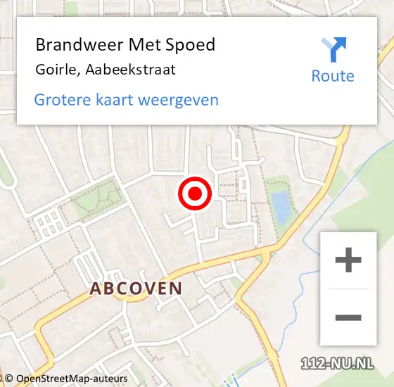 Locatie op kaart van de 112 melding: Brandweer Met Spoed Naar Goirle, Aabeekstraat op 14 maart 2023 21:47