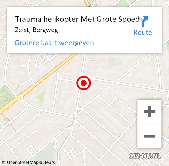 Locatie op kaart van de 112 melding: Trauma helikopter Met Grote Spoed Naar Zeist, Bergweg op 14 maart 2023 22:14