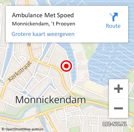 Locatie op kaart van de 112 melding: Ambulance Met Spoed Naar Monnickendam, 't Prooyen op 14 maart 2023 22:31