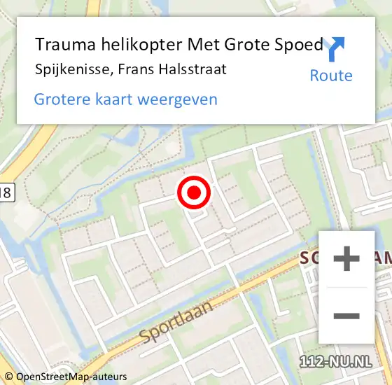 Locatie op kaart van de 112 melding: Trauma helikopter Met Grote Spoed Naar Spijkenisse, Frans Halsstraat op 14 maart 2023 22:33
