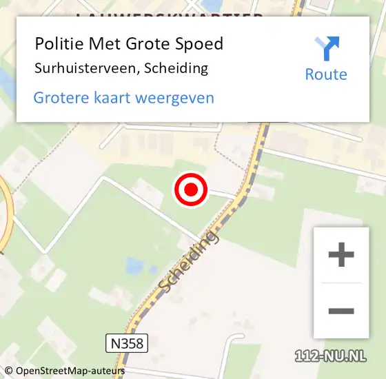 Locatie op kaart van de 112 melding: Politie Met Grote Spoed Naar Surhuisterveen, Scheiding op 14 maart 2023 22:35