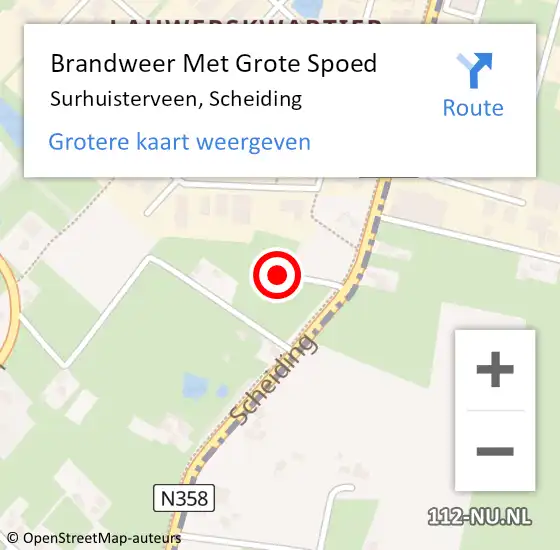 Locatie op kaart van de 112 melding: Brandweer Met Grote Spoed Naar Surhuisterveen, Scheiding op 14 maart 2023 22:36