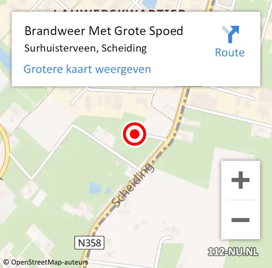 Locatie op kaart van de 112 melding: Brandweer Met Grote Spoed Naar Surhuisterveen, Scheiding op 14 maart 2023 22:37