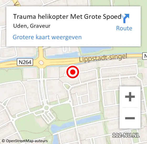 Locatie op kaart van de 112 melding: Trauma helikopter Met Grote Spoed Naar Uden, Graveur op 14 maart 2023 22:51