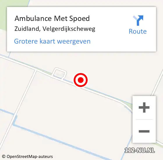 Locatie op kaart van de 112 melding: Ambulance Met Spoed Naar Zuidland, Velgerdijkscheweg op 14 maart 2023 23:03