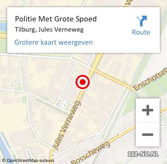 Locatie op kaart van de 112 melding: Politie Met Grote Spoed Naar Tilburg, Jules Verneweg op 14 maart 2023 23:20