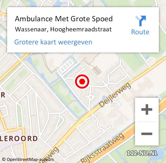 Locatie op kaart van de 112 melding: Ambulance Met Grote Spoed Naar Wassenaar, Hoogheemraadstraat op 15 maart 2023 00:03