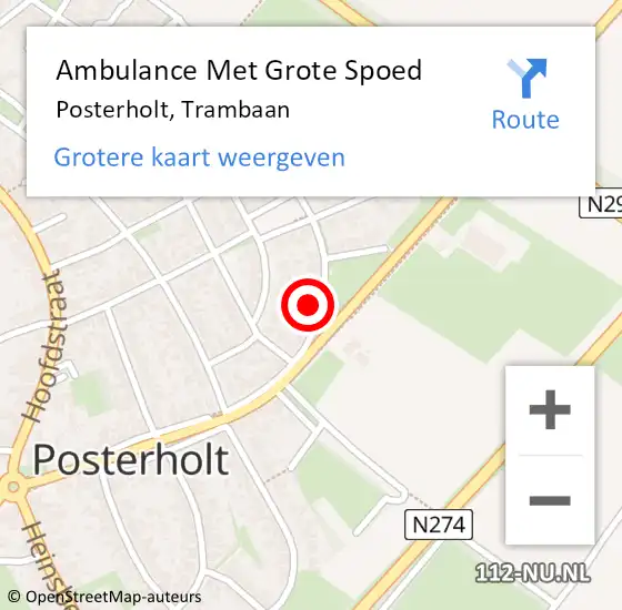 Locatie op kaart van de 112 melding: Ambulance Met Grote Spoed Naar Posterholt, Trambaan op 15 maart 2023 00:14