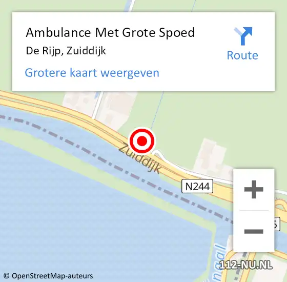 Locatie op kaart van de 112 melding: Ambulance Met Grote Spoed Naar De Rijp, Zuiddijk op 15 maart 2023 00:21