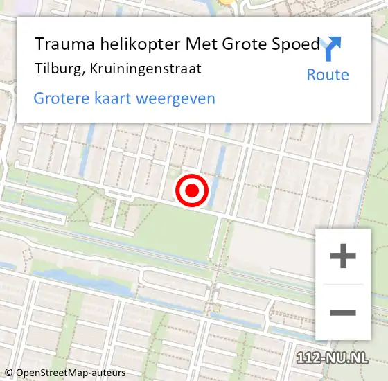 Locatie op kaart van de 112 melding: Trauma helikopter Met Grote Spoed Naar Tilburg, Kruiningenstraat op 15 maart 2023 01:13