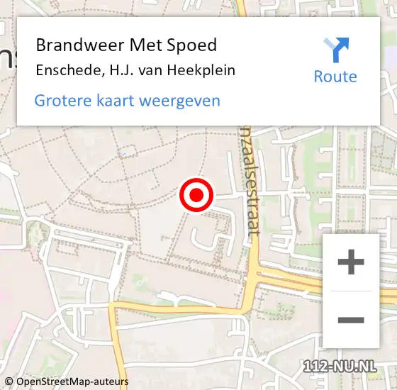 Locatie op kaart van de 112 melding: Brandweer Met Spoed Naar Enschede, H.J. van Heekplein op 15 maart 2023 01:28