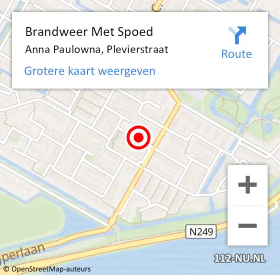 Locatie op kaart van de 112 melding: Brandweer Met Spoed Naar Anna Paulowna, Plevierstraat op 15 maart 2023 01:37