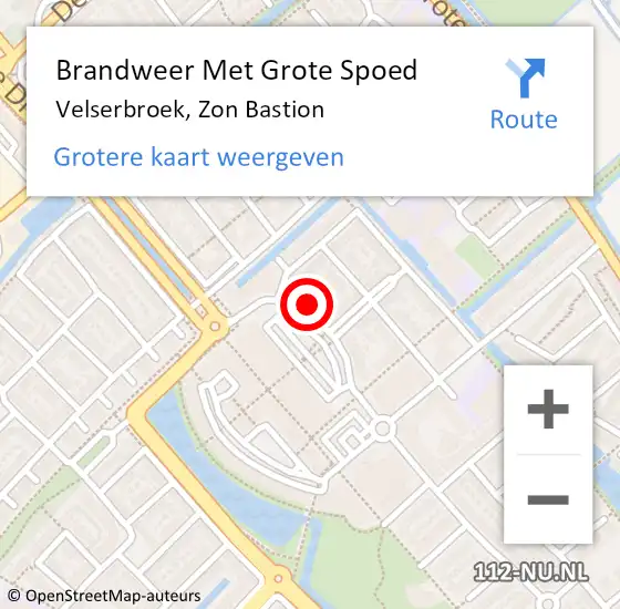 Locatie op kaart van de 112 melding: Brandweer Met Grote Spoed Naar Velserbroek, Zon Bastion op 15 maart 2023 02:37