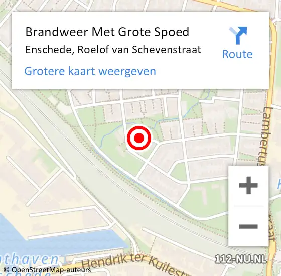 Locatie op kaart van de 112 melding: Brandweer Met Grote Spoed Naar Enschede, Roelof van Schevenstraat op 15 maart 2023 02:47