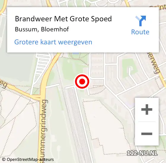 Locatie op kaart van de 112 melding: Brandweer Met Grote Spoed Naar Bussum, Bloemhof op 15 maart 2023 03:05