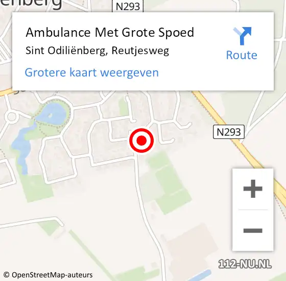 Locatie op kaart van de 112 melding: Ambulance Met Grote Spoed Naar Sint Odiliënberg, Reutjesweg op 15 maart 2023 06:45