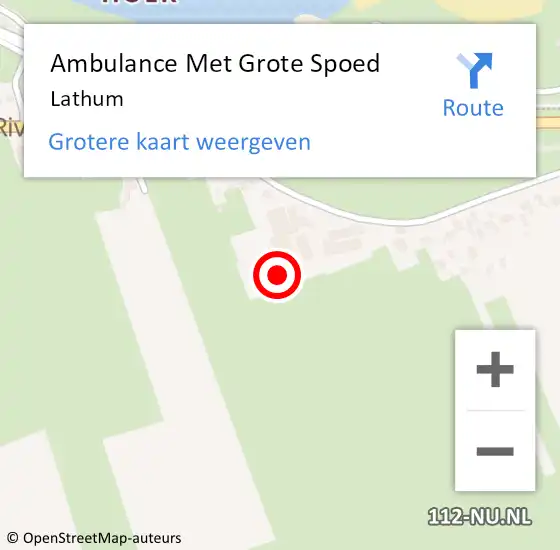 Locatie op kaart van de 112 melding: Ambulance Met Grote Spoed Naar Lathum op 15 maart 2023 07:12