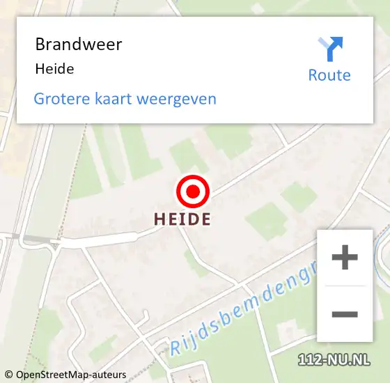 Locatie op kaart van de 112 melding: Brandweer Heide op 15 maart 2023 07:32
