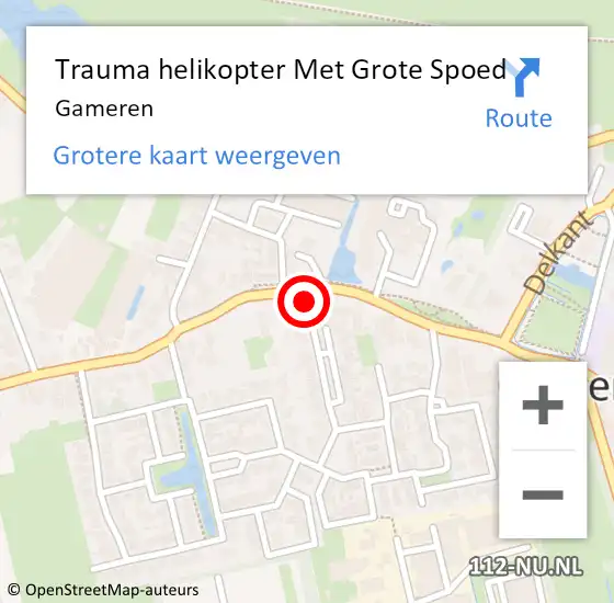 Locatie op kaart van de 112 melding: Trauma helikopter Met Grote Spoed Naar Gameren op 15 maart 2023 07:32