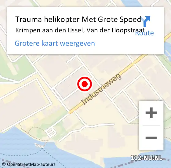 Locatie op kaart van de 112 melding: Trauma helikopter Met Grote Spoed Naar Krimpen aan den IJssel, Van der Hoopstraat op 15 maart 2023 08:04