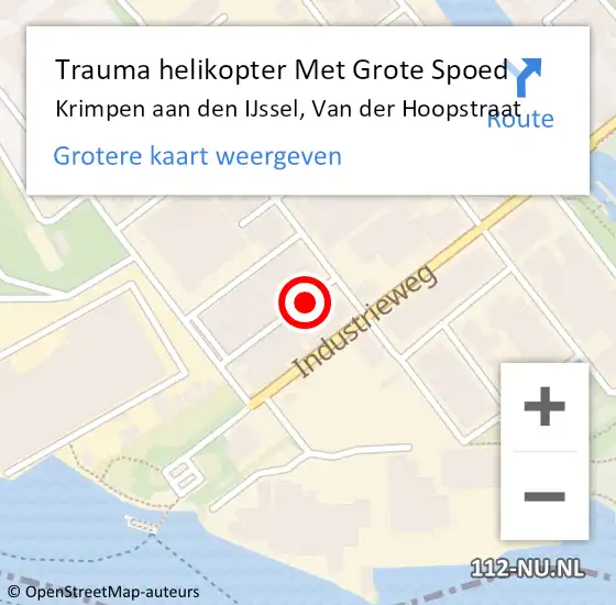 Locatie op kaart van de 112 melding: Trauma helikopter Met Grote Spoed Naar Krimpen aan den IJssel, Van der Hoopstraat op 15 maart 2023 08:06