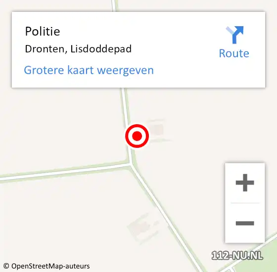 Locatie op kaart van de 112 melding: Politie Dronten, Lisdoddepad op 15 maart 2023 08:21