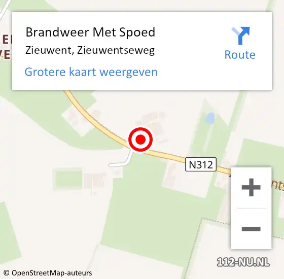 Locatie op kaart van de 112 melding: Brandweer Met Spoed Naar Zieuwent, Zieuwentseweg op 15 maart 2023 08:24