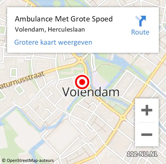 Locatie op kaart van de 112 melding: Ambulance Met Grote Spoed Naar Volendam, Herculeslaan op 15 maart 2023 08:30