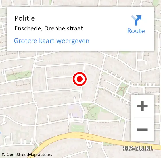 Locatie op kaart van de 112 melding: Politie Enschede, Drebbelstraat op 15 maart 2023 08:44
