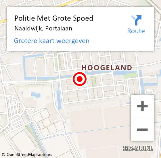 Locatie op kaart van de 112 melding: Politie Met Grote Spoed Naar Naaldwijk, Portalaan op 15 maart 2023 08:48