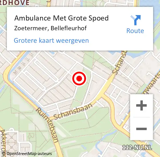 Locatie op kaart van de 112 melding: Ambulance Met Grote Spoed Naar Zoetermeer, Bellefleurhof op 15 maart 2023 09:12