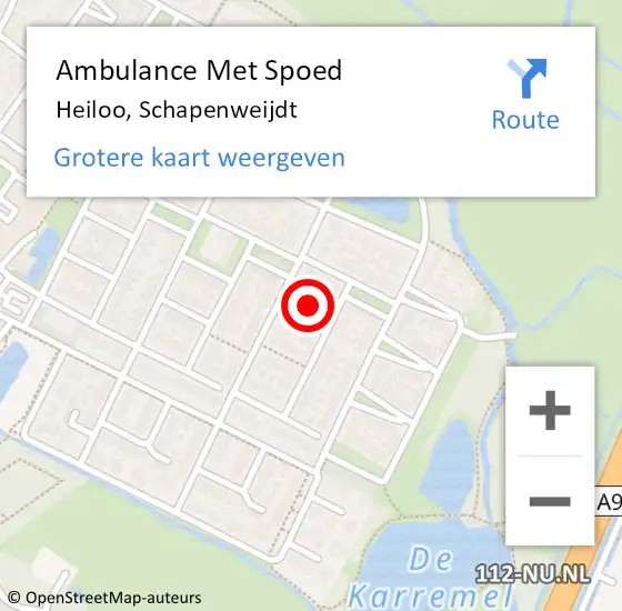 Locatie op kaart van de 112 melding: Ambulance Met Spoed Naar Heiloo, Schapenweijdt op 15 maart 2023 09:16