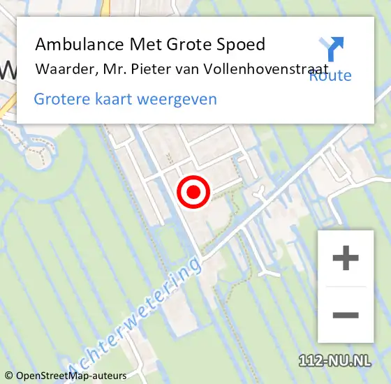 Locatie op kaart van de 112 melding: Ambulance Met Grote Spoed Naar Waarder, Mr. Pieter van Vollenhovenstraat op 15 maart 2023 09:45