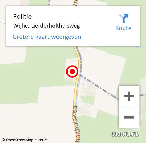 Locatie op kaart van de 112 melding: Politie Wijhe, Lierderholthuisweg op 15 maart 2023 10:27