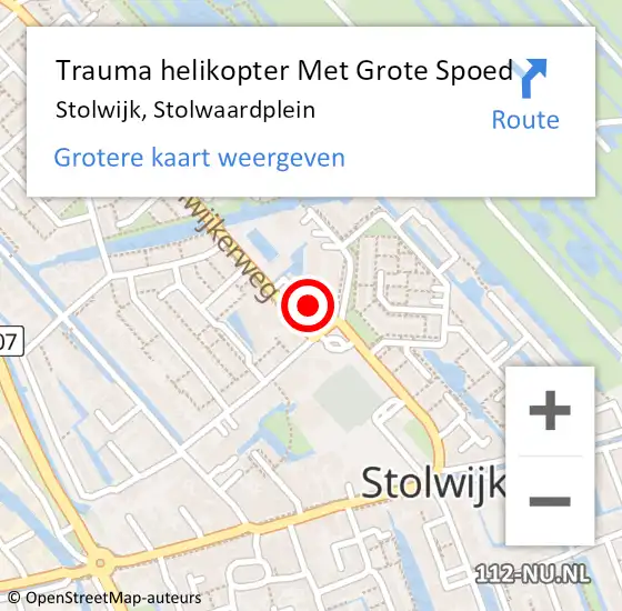 Locatie op kaart van de 112 melding: Trauma helikopter Met Grote Spoed Naar Stolwijk, Stolwaardplein op 15 maart 2023 10:47