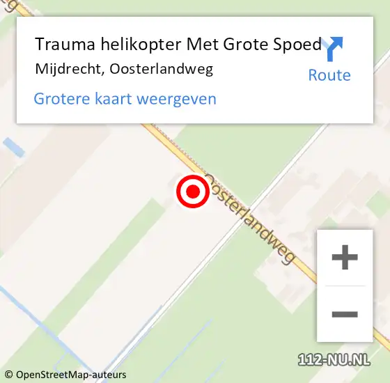 Locatie op kaart van de 112 melding: Trauma helikopter Met Grote Spoed Naar Mijdrecht, Oosterlandweg op 15 maart 2023 10:53