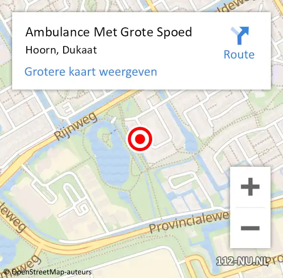 Locatie op kaart van de 112 melding: Ambulance Met Grote Spoed Naar Hoorn, Dukaat op 15 maart 2023 11:02