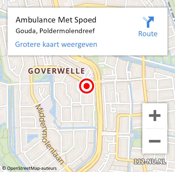 Locatie op kaart van de 112 melding: Ambulance Met Spoed Naar Gouda, Poldermolendreef op 15 maart 2023 11:06